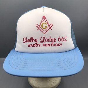 Vintage Freemason Hat Cap Shelby Lodge 662 Waddy KY Adjustable Mesh Back Blue